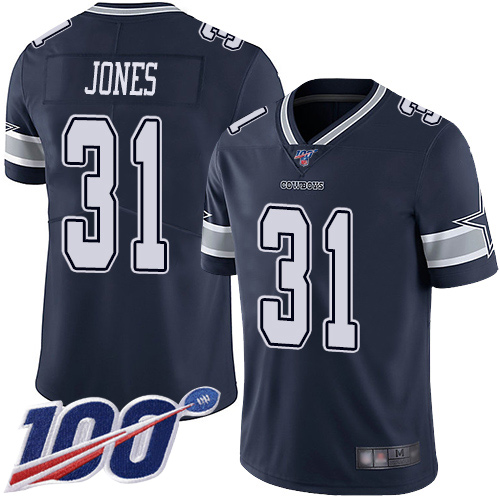 Men Dallas Cowboys Limited Navy Blue Byron Jones Home 31 100th Season Vapor Untouchable NFL Jersey